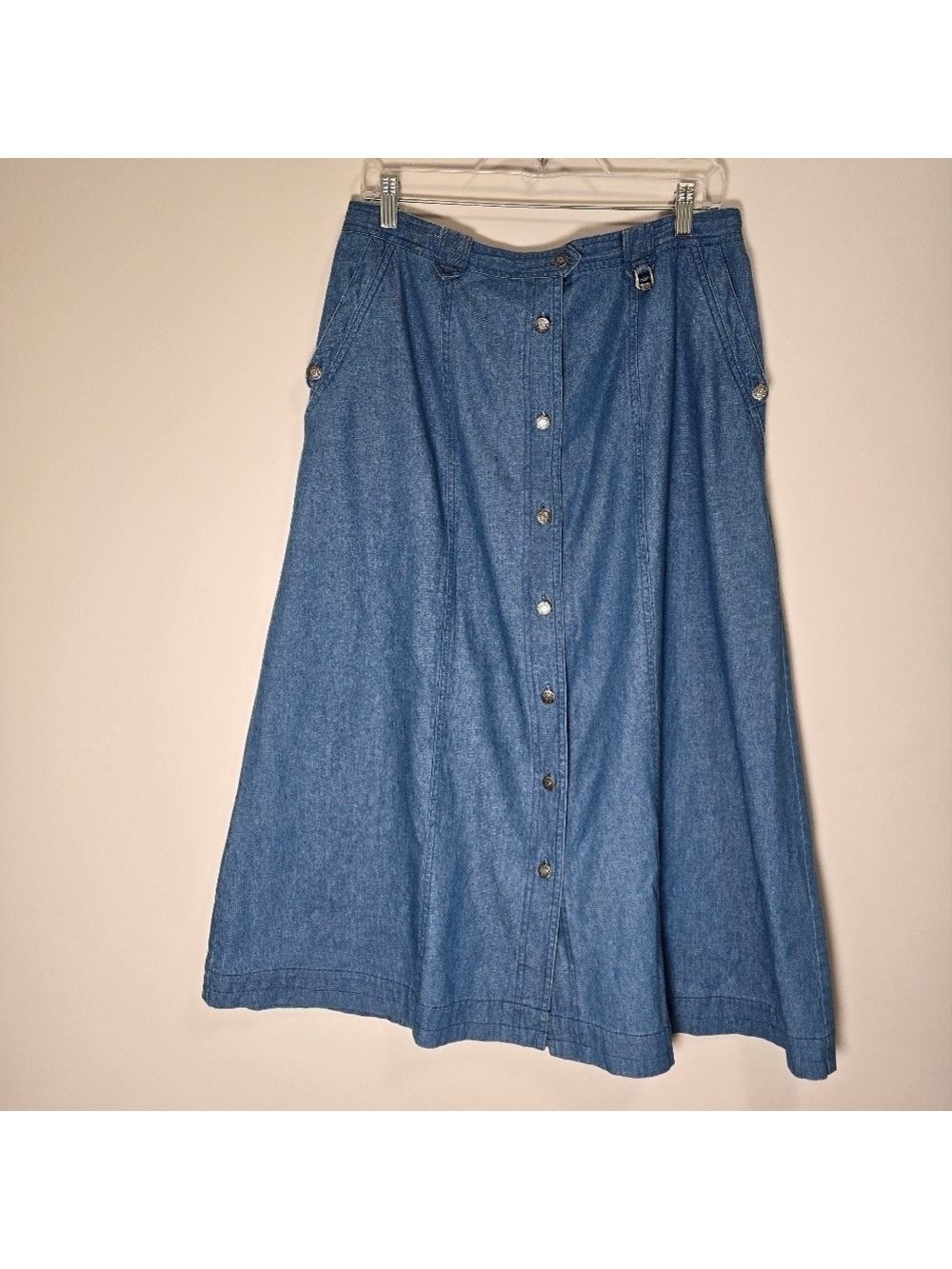 Vintage ellespost light denim maxi skirt color light blue size 14 - Picture 1 of 8